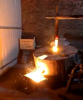 on site video of electric arc furnace smelting