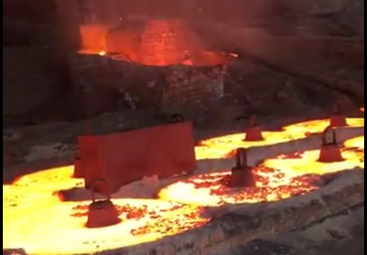 on site video of electric arc furnace smelting