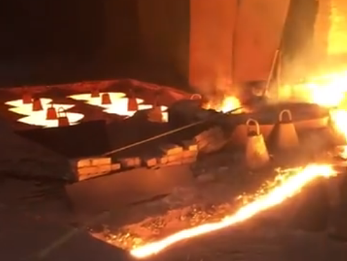 on site video of electric arc furnace smelting