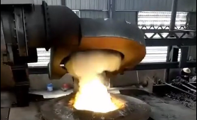 on site video of electric arc furnace smelting