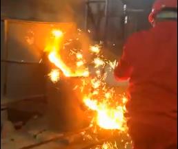 on site video of electric arc furnace smelting