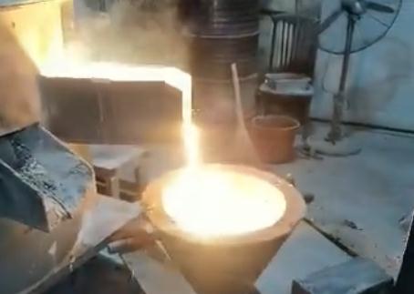 on site video of electric arc furnace smelting