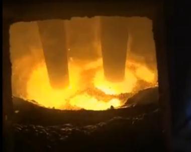 on site video of electric arc furnace smelting