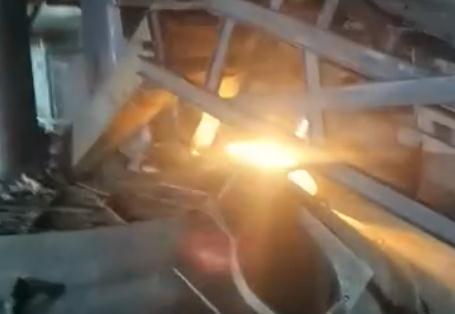 on site video of electric arc furnace smelting