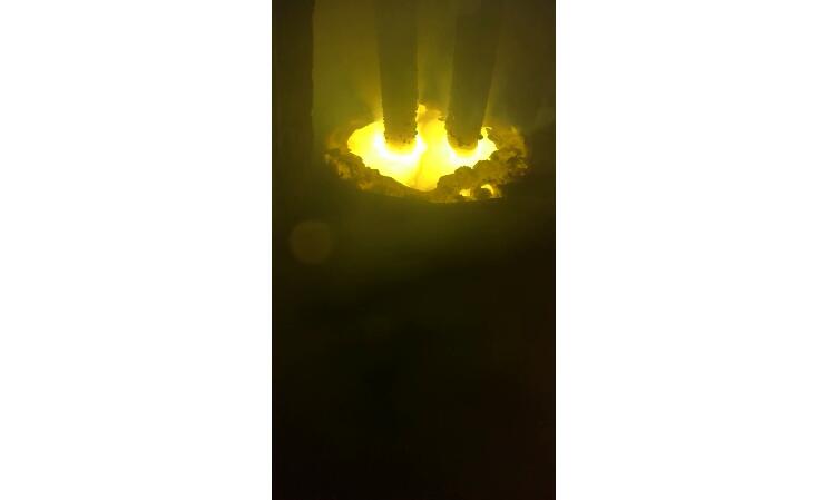 on site video of electric arc furnace smelting