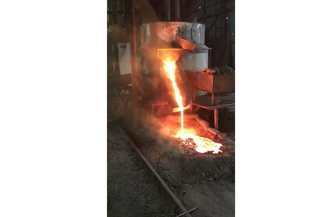 on site video of electric arc furnace smelting