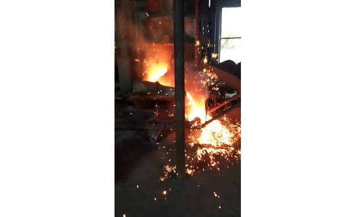 on site video of electric arc furnace smelting