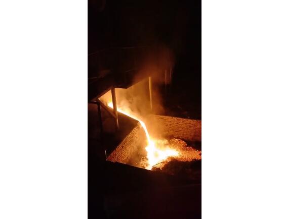 on site video of electric arc furnace smelting